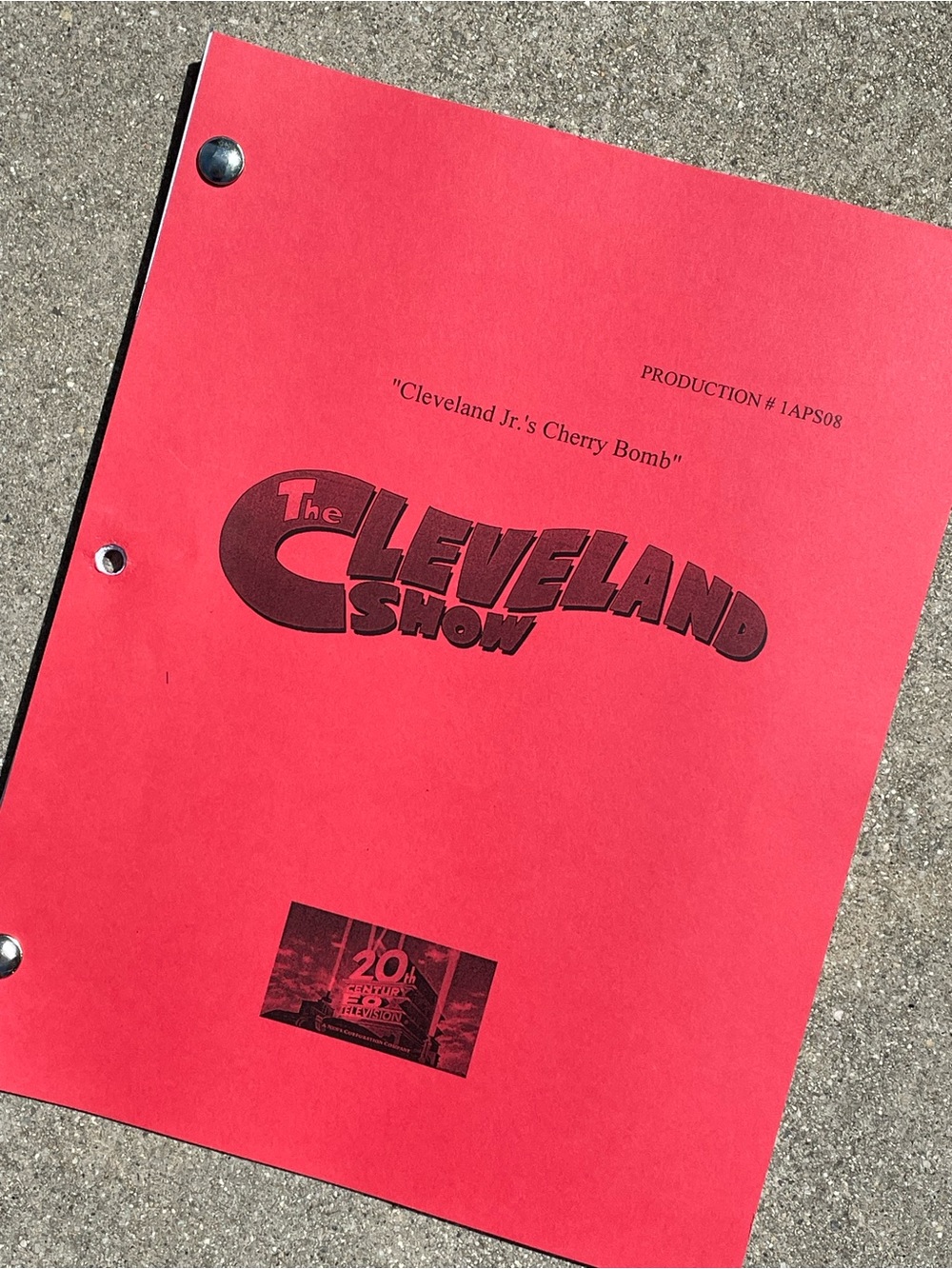 The Cleveland Show 2008 Cleveland Jr’s Cherry Bomb Production Used Table Script
